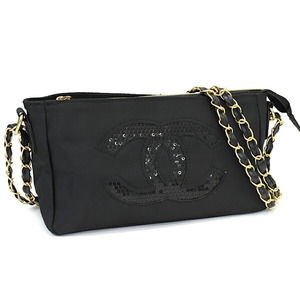 Chanel Chain Shoulder Bag Sequins Coco Mark Black